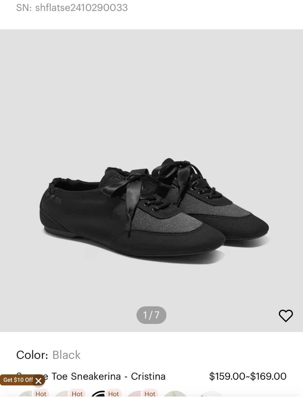 Cristina Black Satin Ribbon Lace Sneakerina Flats- NEW WITH BOX